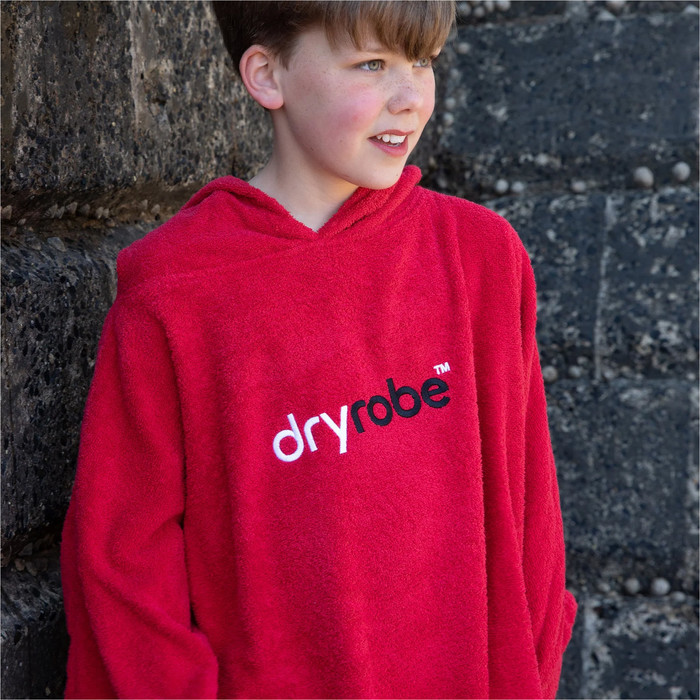 2024 Dryrobe Junior Toalla Con Capucha De Algodn Orgnico Cambio Robe V3 V3OCT - Red